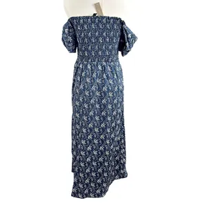 J.Crew Navy Blue Short-Sleeve Smocked Dress Starry Swirl thumbnail 3