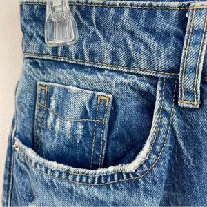 Zara High Rise Straight Leg Ripped Jeans Size 4 100% Cotton Mom‎ Fit Cropped thumbnail 11