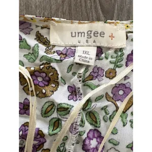 Umgee Womens 1XL Purple Floral Boho Kimono Sleeve Romper Surplice V-Neck thumbnail 3