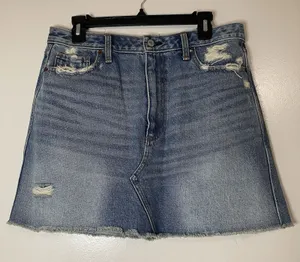 Abercrombie & Fitch natural rise denim skirt medium wash size US 12 thumbnail 1