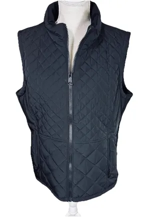 Andrew Marc Vest Womens XL Quilted Pockets‎ Full Zip Black Puffer thumbnail 1