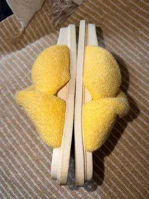 Maeve Anthropologie Bright Yellow Terry Slide Sandals thumbnail 2