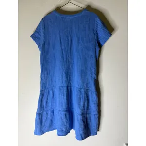 J Jill cotton gauze tiered drop‎ waist mini dress blue beachy size small thumbnail 2
