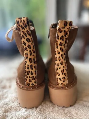 Dolce Vita Brown Lace Up Combat Boots Leopard Lug Sole Size 7.5 NWOT thumbnail 2