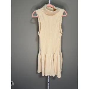 Free People Millie Ribbed Sweater Mini Dress White Swan NWT XL‎ Boho Coastal thumbnail 3