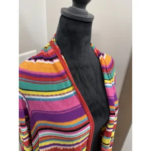 LAUREN RALPH LAUREN Rainbow Serape Blanket Open Front Linen Blend Cardigan OSFM thumbnail 3