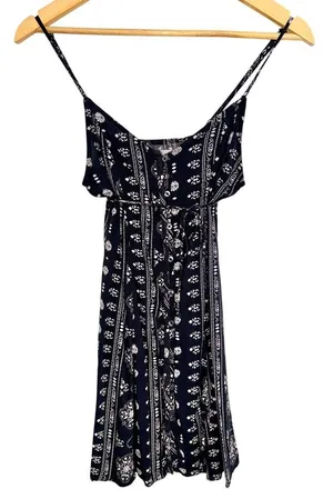 Abercrombie & Fitch Black White Boho Sleeveless Tank Mini Dress Womens Size XS thumbnail 1