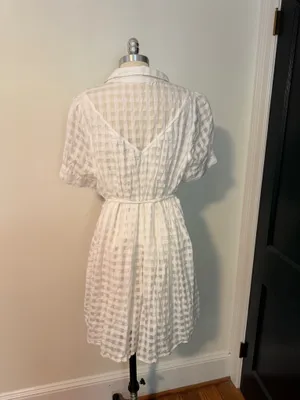 Current Air White Gingham Silk Blend Dress thumbnail 5
