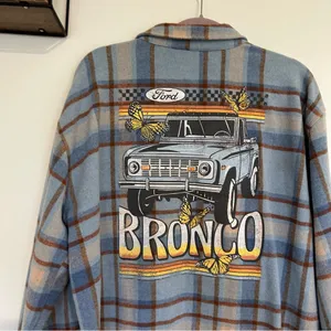 Ford Blue Official Licensed Product Bronco Button Front Flannel‎ Shirt XL thumbnail 4