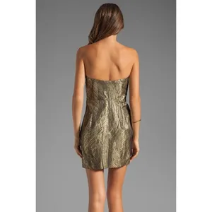 COPY - NWT Haute Hippie Metallic Gold & Black Twist Front Strapless Mini Dress … thumbnail 3