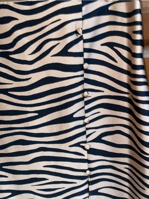 Le Lis Satin Zebra Print Slit Maxi slip Skirt Black Tan Date night Office Siren thumbnail 11