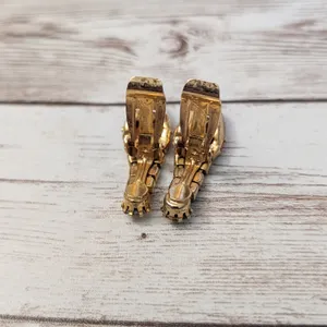 Vintage Clip On Earrings - Unusual Statement Orange & Iridescent Gems thumbnail 6