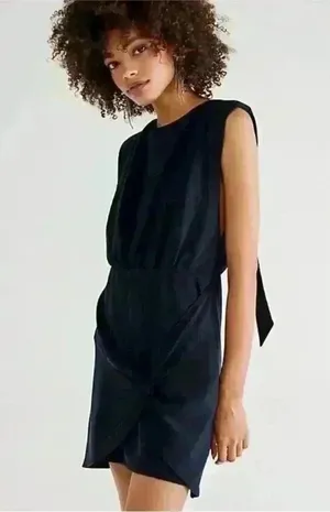 Free People Runaway Knit Sleeveless Mini Dress in Black Medium thumbnail 1