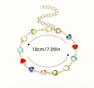 Colorful Heart-shaped Gold Tone Bracelet thumbnail 2