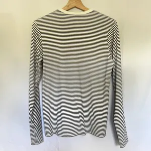 Uniqlo‎ white black striped crewneck sweater women's size large cotton rayon top thumbnail 6