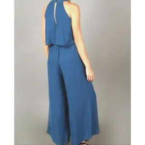 ALTAR'D STATE Jumpsuit Med Blue Wide Leg Halter Sleeveless One Piece High‎ Neck thumbnail 2