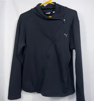 Puma Black Asymmetrical Zip Jacket Women’s XL thumbnail 1