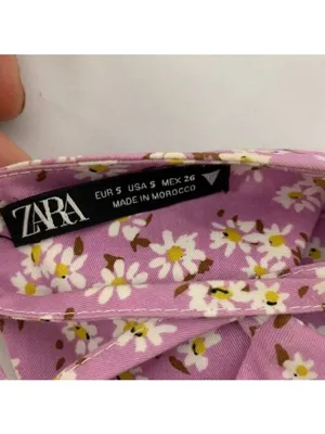Zara Purple Daisy Lace-Up Camisole Womens S Floral Print Spaghetti Straps Top thumbnail 4