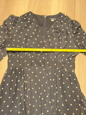 Tommy Hilfiger Women's Navy Polka Dot Long-Sleeve chiffon midi Dress size 14 thumbnail 7