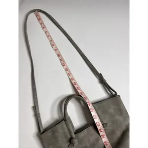 Anthropologie Crossbody Tote Bag Grey Gingham Lining Adjustable Strap Handbag thumbnail 8