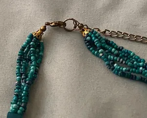 16” Multi Strand Necklace Turquoise Teal Green Blue Beads Various Sizes Vintage thumbnail 4