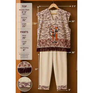 Vintage African Dashiki Poncho Pants Lounge Set Cream Tribal Print Handmade thumbnail 2