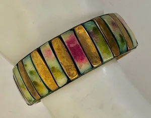 Brass inlay bangle bracelet thumbnail 1