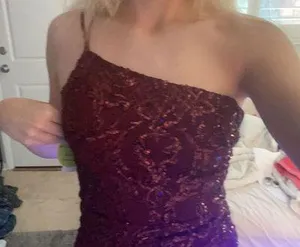 Formal Prom One Shoulder Red Sequin Maxi Dress XS thumbnail 6