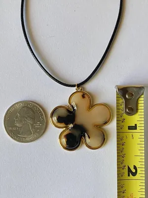 Handmade cute retro boho style big tortoiseshell flower necklace 🌼 thumbnail 7