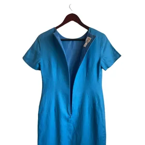 VTG Talbots‎ Women Irish Linen Midi Dress 4 Blue Sheath Career Timeless Classic thumbnail 5