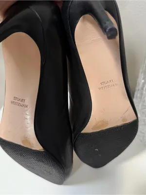 Stuart Weitzman Black Leather Closed Pointed Toe Heels power Pumps 6.5 thumbnail 5