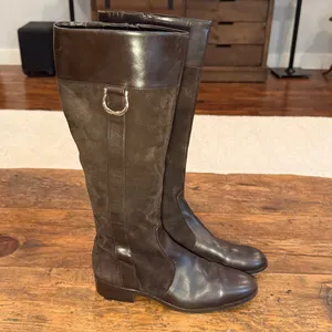 Ann Taylor Brown Leather & Suede Riding Boots Size 7 thumbnail 3