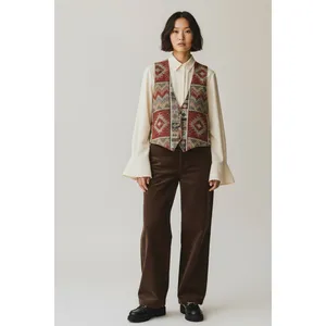 Vintage 90s Gotcha Covered Southwestern Tapestry Vest Aztec Boho Waistcoat Small thumbnail 2
