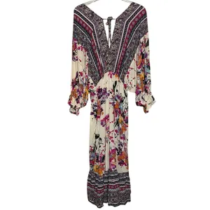 Umgee+ USA Women's Purple Orange Floral Mixed Print Bohemian-Style Dress Size 1X thumbnail 2