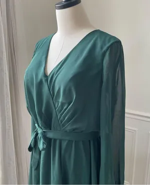 JJs House Dark Green Chiffon Long Sleeve Formal Gown Dress Prom Bridesmaid 10 thumbnail 5