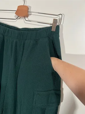Aerie Waffle Joggers Cargo Style Green Size Medium Loungewear Cozy thumbnail 4