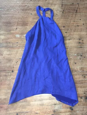 NBD blue high neck asymmetrical hem sleeveless date night minidress thumbnail 1