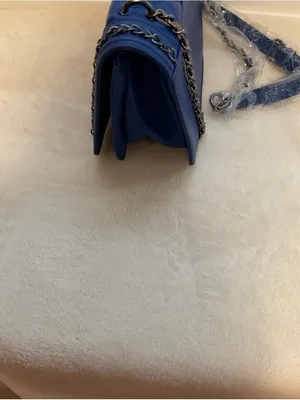Badgley Mischka Quilted Royal Blue Crossbody with Chain Strap thumbnail 5