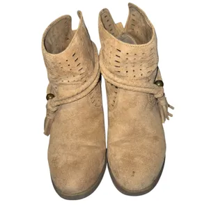 Billabong Womens Ankle Boots‎ Sz 8 Nico Dune Beige Braid Tassels Faux Suede Boho thumbnail 3