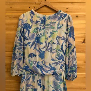 NWT Eliza J Size 10 Floral Long Sleeve Ruffled Hi Low Maxi Dress Party Wedding thumbnail 9