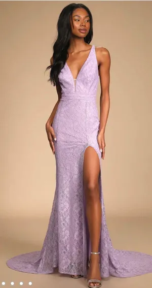 Lulus Lavender Lace Maxi Dress thumbnail 1