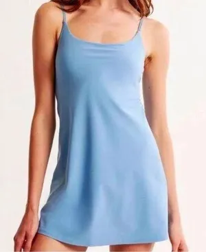 Abercrombie & Fitch Womens XS Mini Travelers Dress Baby Blue With Biker Short thumbnail 1