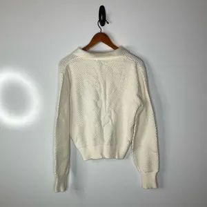 Urban Outfitters Cream Half Button Pullover Over Cream Sweater Size Medium‎ thumbnail 2