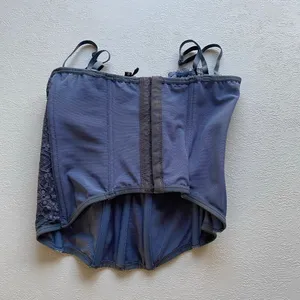 Ardene Blue Lace Corset Top Medium Bustier Sheer Mesh Boning Coquette thumbnail 2