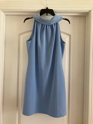 Sail to Sable Light Blue Sleeveless High-Neck Mini Dress thumbnail 4