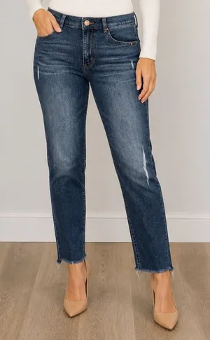 Democracy Ab Technology Blue Distressed Jean Raw Hem Size 6 Stretch‎ Casual thumbnail 1
