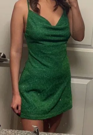 Peppermayo Sparkly Green Cowl Neck Dress thumbnail 4