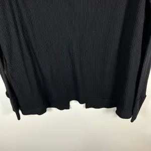 Free People‎ Black Ribbed Cowl Neck Split Back Long Sleeve Top XS thumbnail 3