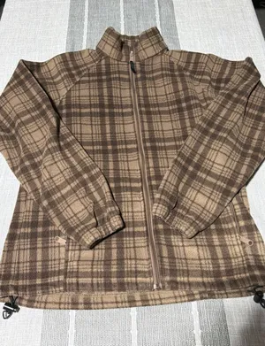 Columbia‎ Womens Brown Plaid Full Zip Fleece Jacket Mock Neck Size Large thumbnail 1