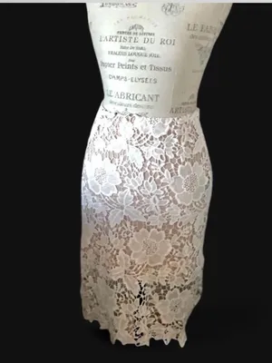 Sans Souci White Floral Lace Midi Pencil Skirt Sz S thumbnail 4